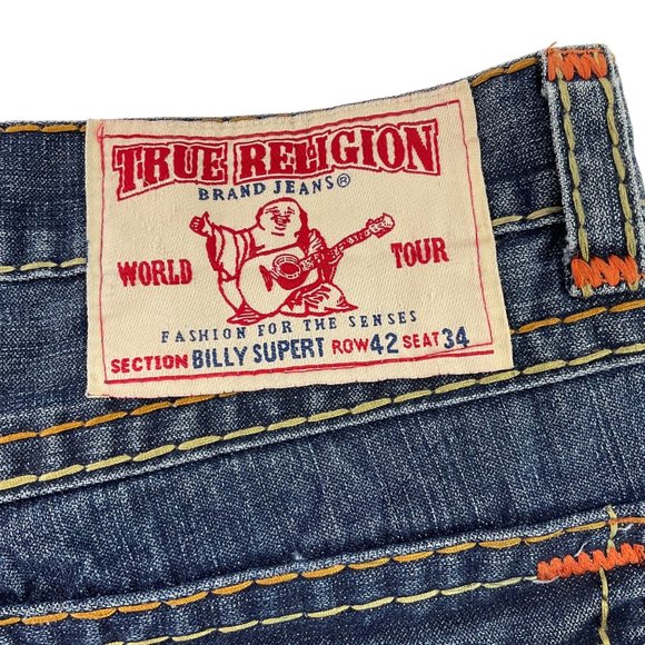 TRUE RELIGION Billy Super T Y2K Retro  jeans size 42 100% cotton - Picture 6 of 11